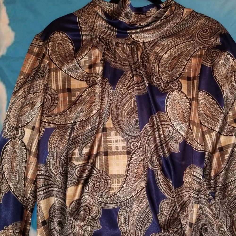 Silk multi color long sleeve dress shirt